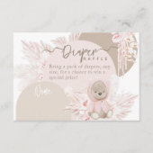 テディベアーボホモダンガールベビーシャワーオムツ エンクロージャーカード (正面)