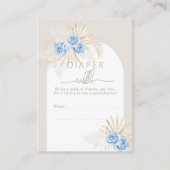 テディベアーボホーブルーボーイベビーシャワーおむつラッフル エンクロージャーカード (正面)