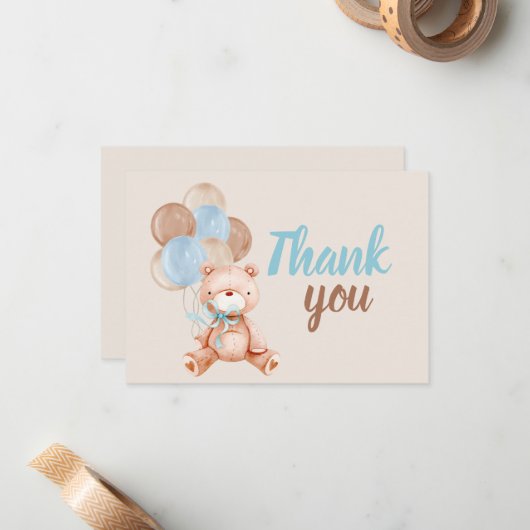 テディベアーボーイありがとうノートカード ノートカード (正面/裏面インサイチュ)