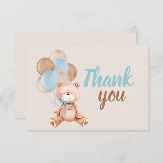 テディベアーボーイありがとうノートカード ノートカード (正面/裏面)