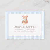 テディベアーボーイクラシックベビーシャワーおむつラッフル エンクロージャーカード (正面)