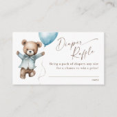 テディベアーボーイズ赤ちゃんシャワーおむつラッフル エンクロージャーカード (正面)