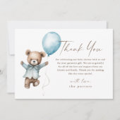 テディベアーボーイズ赤ちゃんシャワー サンキューカード (正面)