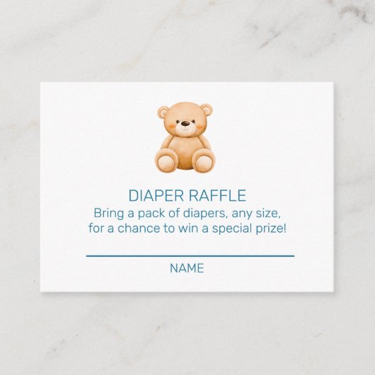 テディベアーボーイブルーベビーシャワー エンクロージャーカード (正面)