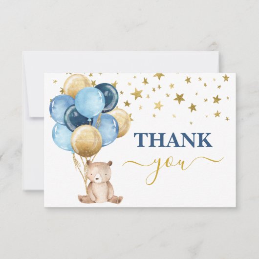 テディベアーボーイ感謝していユー ノートカード (正面)