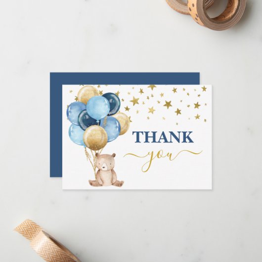 テディベアーボーイ感謝していユー ノートカード (正面/裏面インサイチュ)