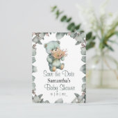 テディベアーボーイ水彩赤ちゃんシャワー ポストカード (スタンド正面)