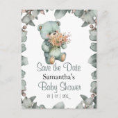 テディベアーボーイ水彩赤ちゃんシャワー ポストカード (正面)