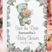 テディベアーボーイ水彩赤ちゃんシャワー ポストカード