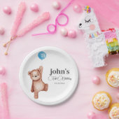 テディベアーボーイ生誕生日会 ペーパープレート (パーティー)