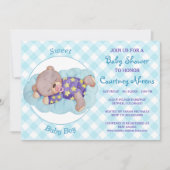 テディベアーボーイ眠っているベビーシャワー招待状 招待状 (正面)