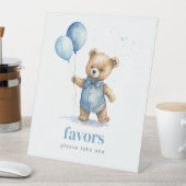 テディベアーボーイ赤ちゃんシャワーの好意 台座サイン (インサイチュ)