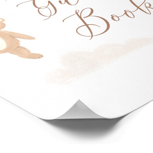 テディベアーボーイ赤ちゃんシャワー客書看板 ポスター (角)