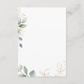 テディベアーボーイ、緑の葉ベビーシャワー エンクロージャーカード (裏面)