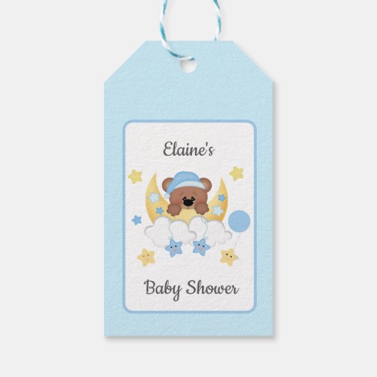 テディベアームーンクラウドスターズスター男の赤ちゃんシャワー ギフトタグ (裏面)