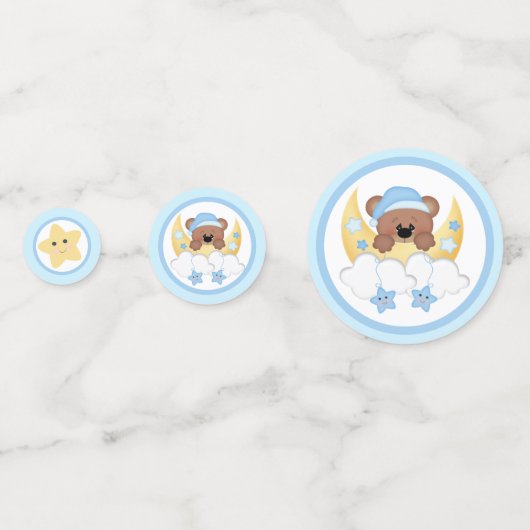 テディベアームーンクラウドスターズスター男の赤ちゃんシャワー コンフェッティ (正面)