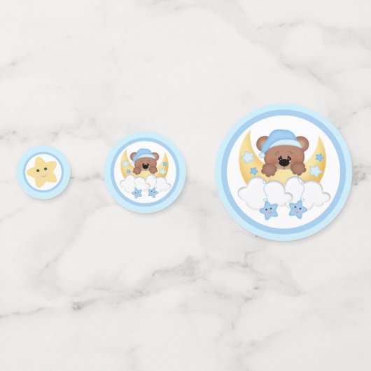 テディベアームーンクラウドスターズスター男の赤ちゃんシャワー コンフェッティ (裏面)