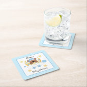 テディベアームーンクラウドスターズスター男の赤ちゃんシャワー スクエアペーパーコースター (インサイチュ)