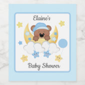 テディベアームーンクラウドスターズスター男の赤ちゃんシャワー ワインラベル (シングルラベル)