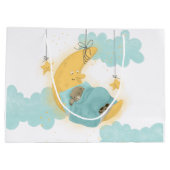 テディベアームーンスターズボーイベビーシャワー ラージペーパーバッグ (裏面)