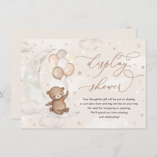 テディベアームーンスターズ風船表示シャワー エンクロージャーカード (正面/裏面)