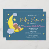 テディベアームーンスターベビーシャワーガールズ招待状 招待状 (正面/裏面)