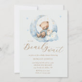 テディベアームーンビー待ちベイビーシャワー 招待状 (正面)