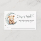 テディベアームーンベビーシャワーおむつラッフル エンクロージャーカード (正面)