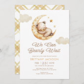 テディベアームーン男女兼用ベビーシャワー 招待状 (正面/裏面)