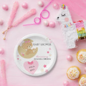 テディベアーラブベビーガールシャワー ペーパープレート (パーティー)