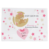 テディベアーラブベビーガールシャワー ラージペーパーバッグ (裏面)