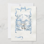 テディベアーリボン弓の水の色ベビーシャワー 招待状 (裏面)