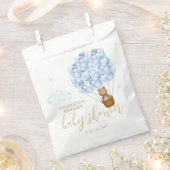 テディベアーリーウェイブルーボーイベビーシャワー フェイバーバッグ (クリップ留めされた状態)