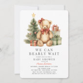 テディベアーリーウェイホリデーガールベビーシャワー 招待状 (正面)