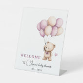 テディベアーリーウエイトパープルベージュバルーン 台座サイン (正面)