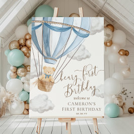 テディベアーリーファースト誕生日ウェルカムサイン ポスター