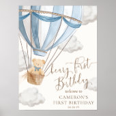 テディベアーリーファースト誕生日ウェルカムサイン ポスター (正面)