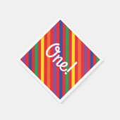 テディベアーレインボーキュート1歳の誕生日パーティー スタンダードカクテルナプキン (角)