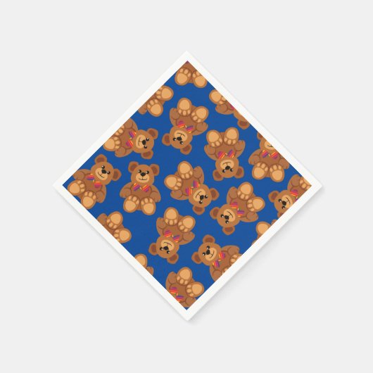 テディベアーレインボーキュート1歳の誕生日パーティー スタンダードカクテルナプキン (角)