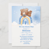 テディベアーレインボーボーイズ赤ちゃんシャワー 招待状 (正面)