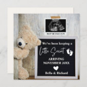 テディベアーレターボード妊娠の発表 招待状 (正面/裏面)