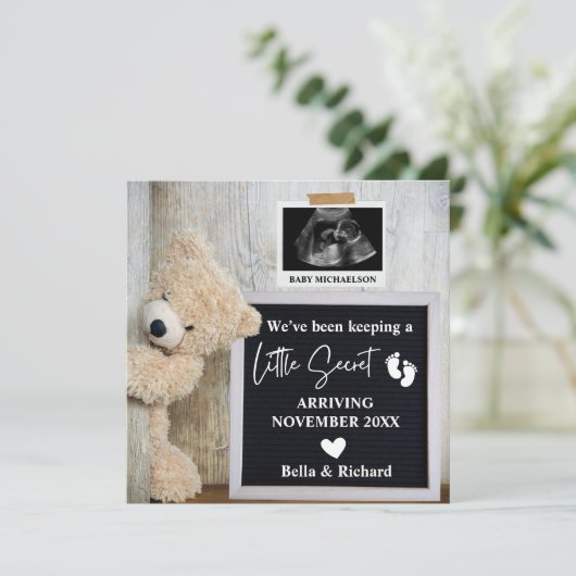 テディベアーレターボード妊娠の発表 招待状 (スタンド正面)