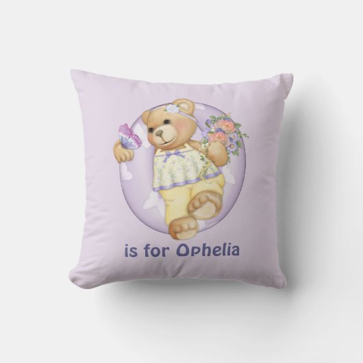 テディベアーレター0モノグラム枕 クッション (正面)