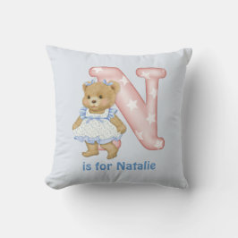 テディベアーレターNモノグラム枕 クッション