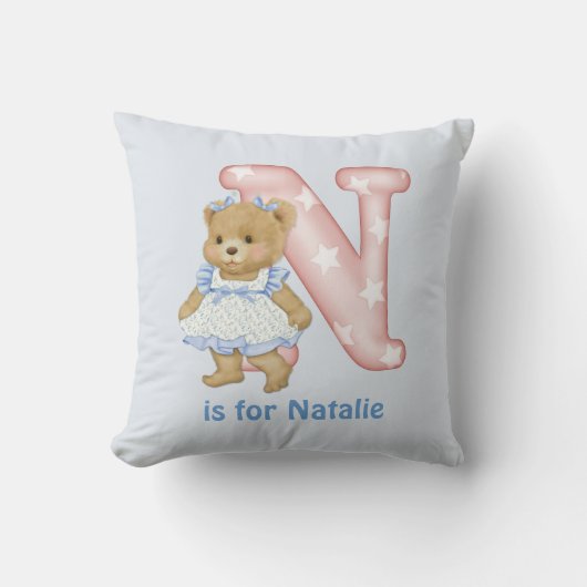 テディベアーレターNモノグラム枕 クッション (正面)