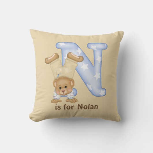 テディベアーレターNモノグラム枕 クッション (正面)