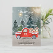 テディベアーレッドトラック冬ベビーシャワー招待状 招待状 (スタンド正面)