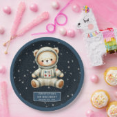 テディベアー宇宙飛行士男の赤ちゃん誕生日紙プレート ペーパープレート (パーティー)