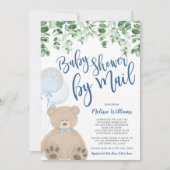 テディベアー風船ユーカリプタスベビーシャワー（郵送） 招待状 (正面)