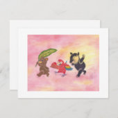 テディベアー　コンゴウインコ　バク　友達　フラットノートカード サンキューカード (正面/裏面)